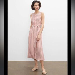 Club Monaco Sleeveless Button Front Dress size 6 color is a faded red stripe